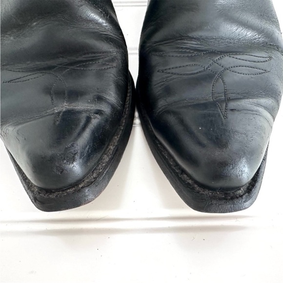 Vintage Cowboy Boots Black Embroidered Genuine Leather - Picture 5 of 5